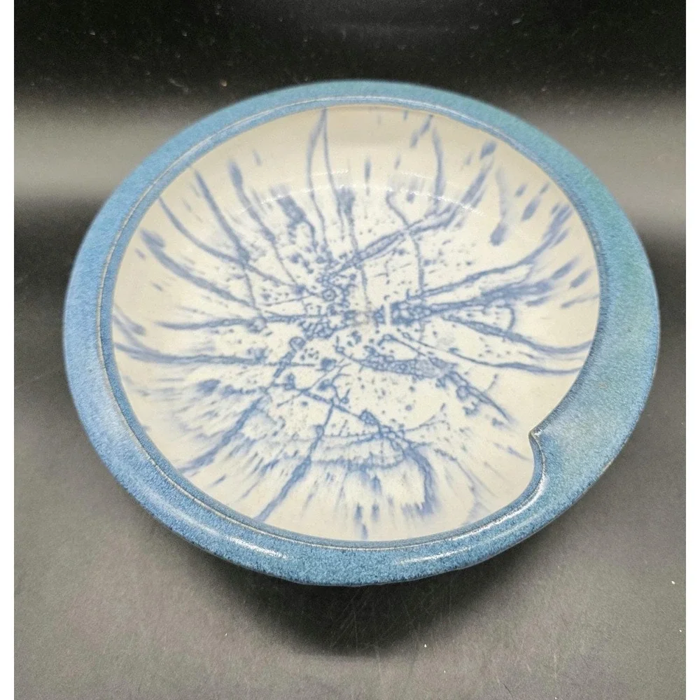 Vintage Art Pottery Geometric Splatter Decorative Bowl 8